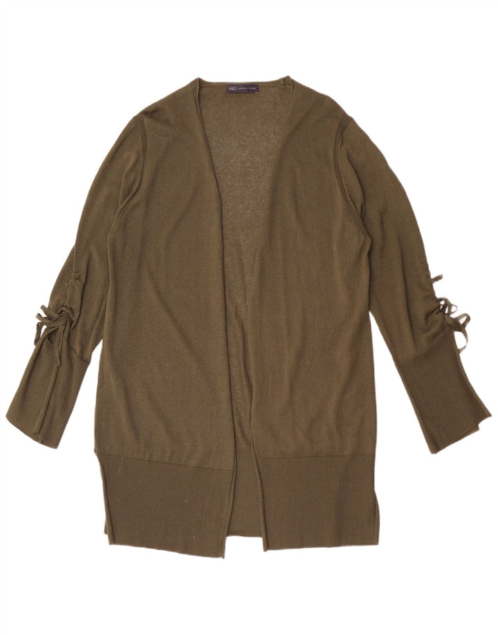 Marks & Spencer Damski sweter z długim rękawem, rozpinany, UK 16, duży, khaki
