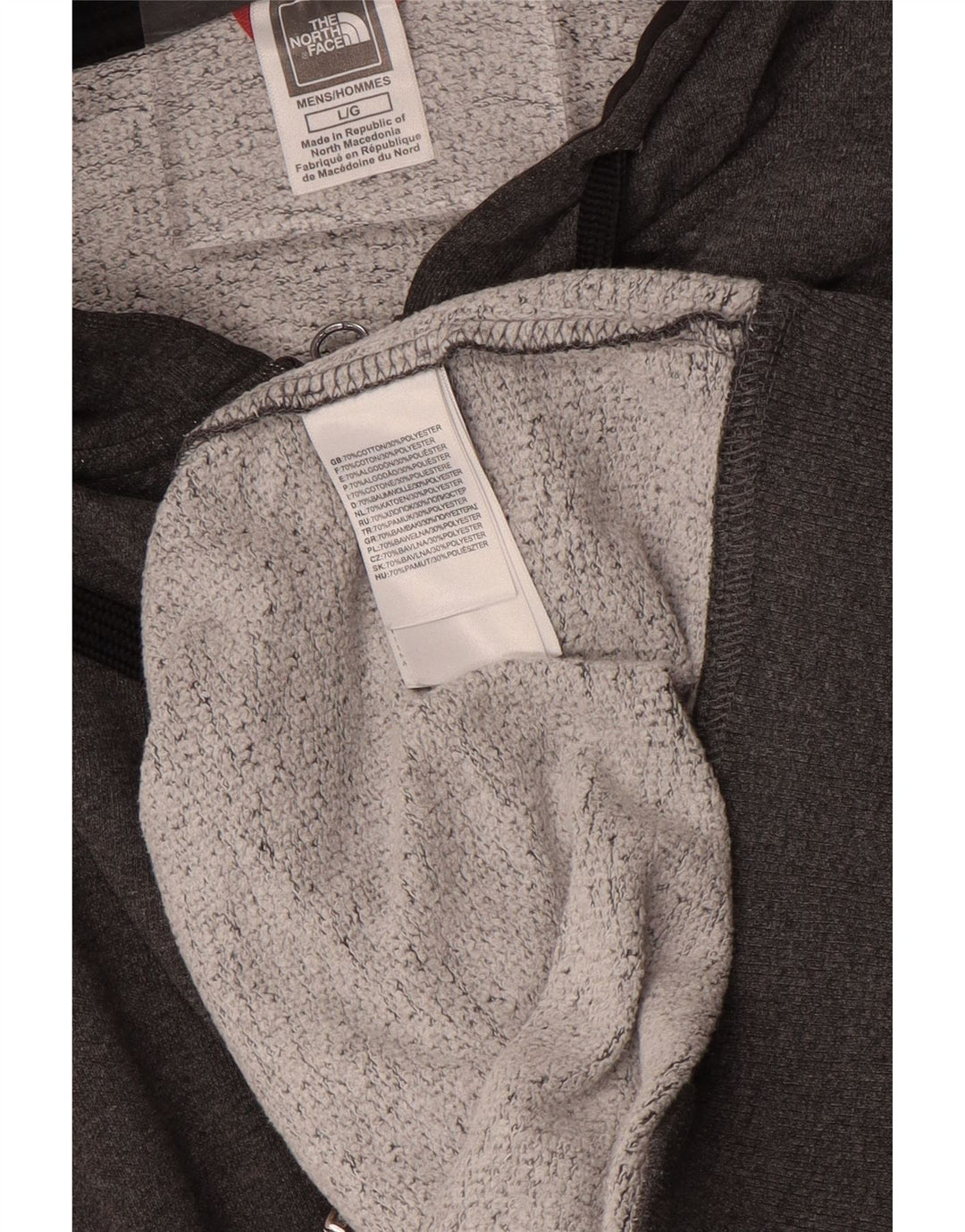 Męski sweter z kapturem i zamkiem THE NORTH FACE, duży, szary, bawełniany