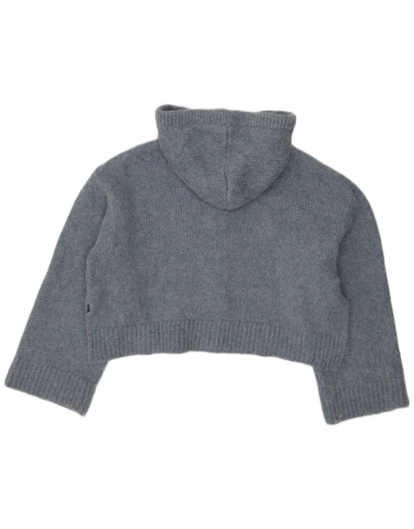 Damski sweter oversize z kapturem Zara, UK 10, mały, niebieski akryl
