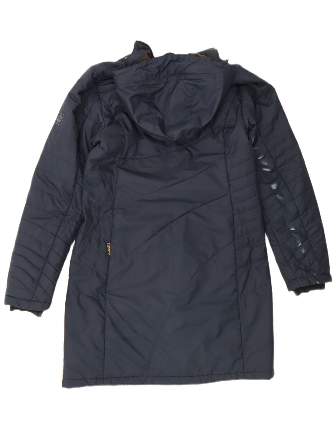 Męski ocieplany płaszcz z kapturem Jack Wolfskin UK 12/14, średni granatowy poliester