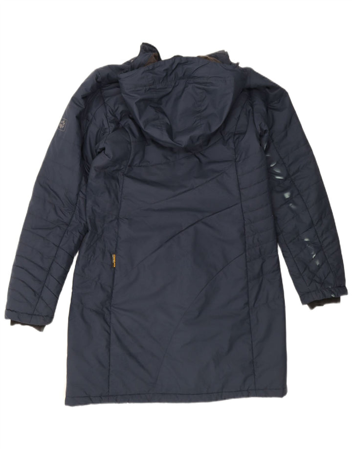 Męski ocieplany płaszcz z kapturem Jack Wolfskin UK 12/14, średni granatowy poliester