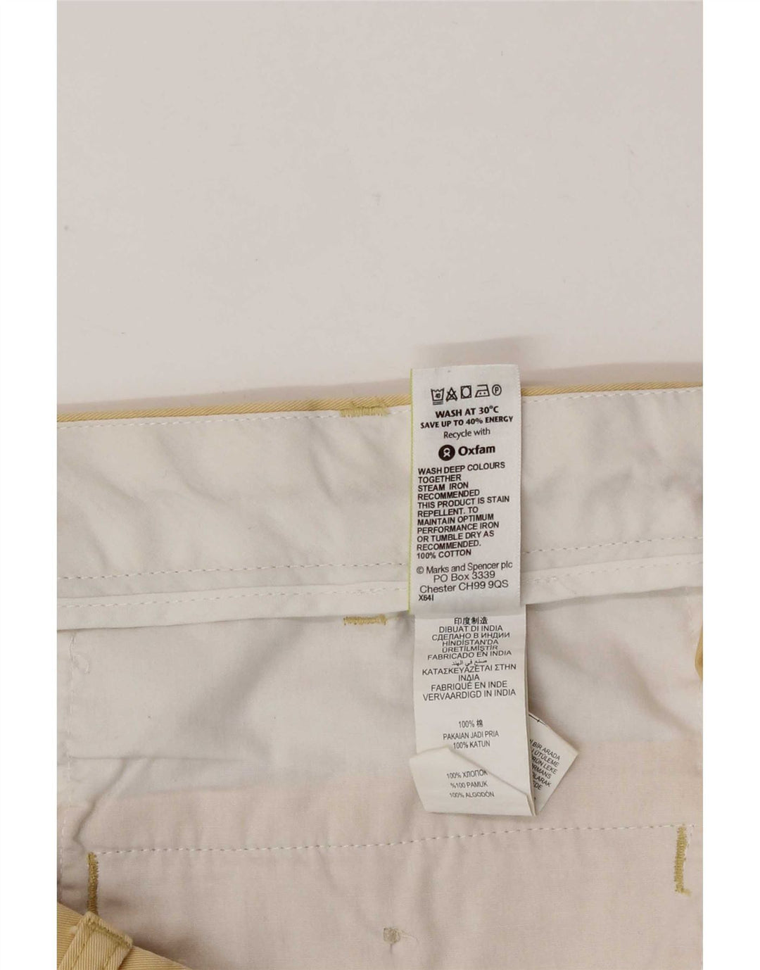 Męskie spodenki Chino Marks & Spencer W36, duże, żółte, bawełniane