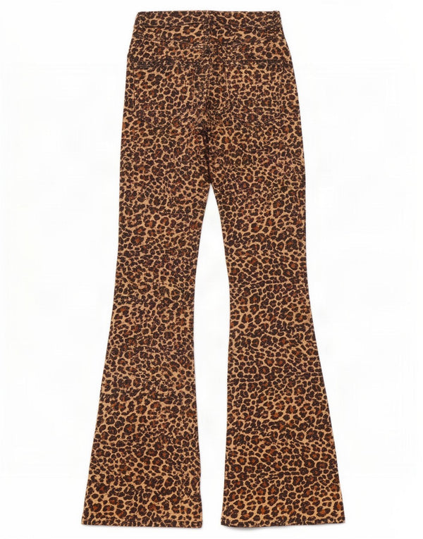 Damskie spodnie typu casual Flare Topshop W26 L30 Brązowa wiskoza z nadrukiem zwierzęcym