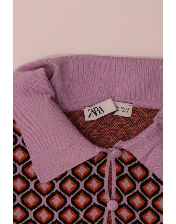 Damski krótki kardigan Zara UK 16, duży, wielokolorowy, geometryczny