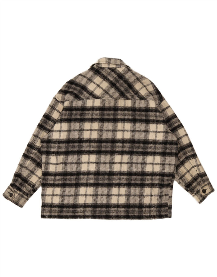 Damska koszula oversize Zara Flanelowa UK 10 w małą czarną kratkę