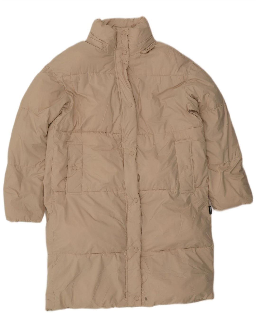 Damski, oversize'owy, ocieplany płaszcz ZARA UK 6 XS, beżowy poliester