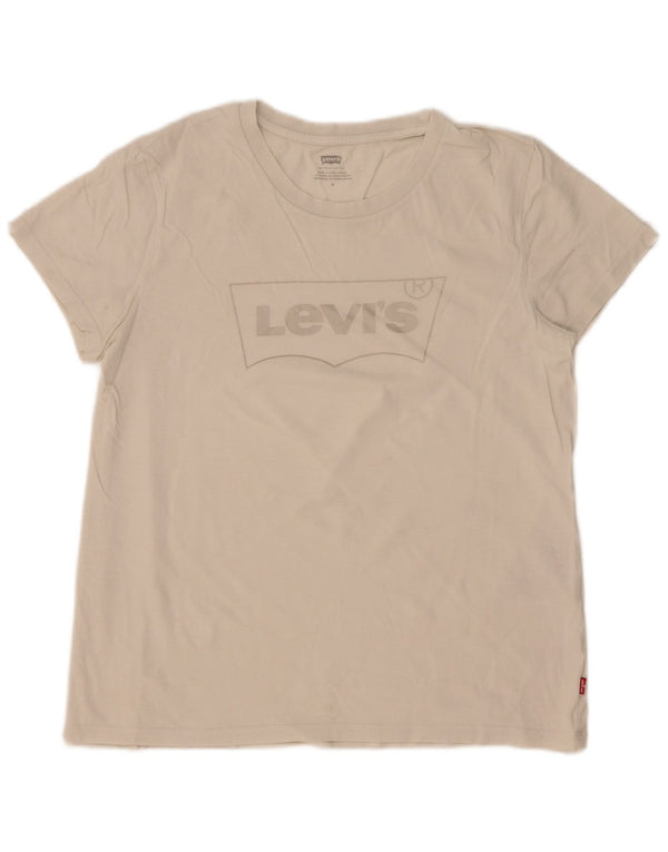 Damska koszulka z grafiką Levi's Top UK 14 Średnia biała bawełna