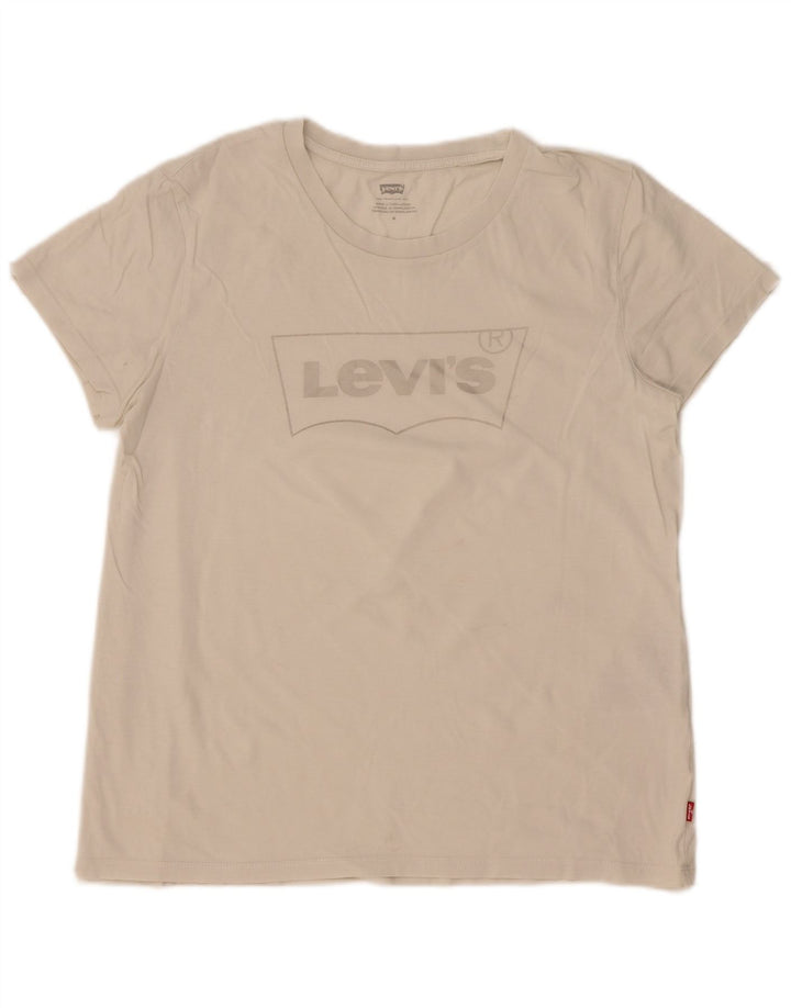Damska koszulka z grafiką Levi's Top UK 14 Średnia biała bawełna