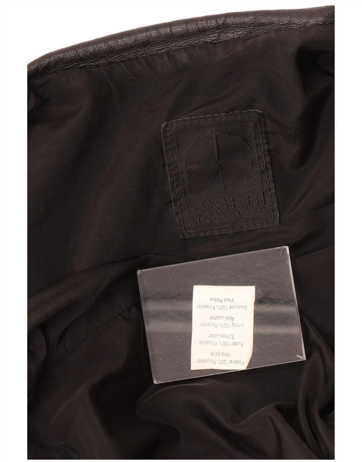 Męska kurtka skórzana typu bomber Essebi UK 40, duża czarna skóra