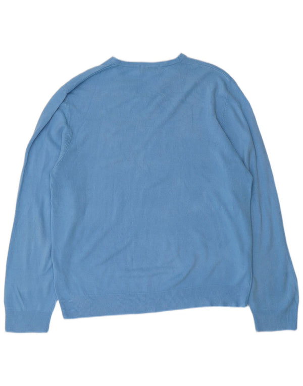 Marks & Spencer Męski sweter XL z dekoltem w kształcie litery V, niebieski, akrylowy