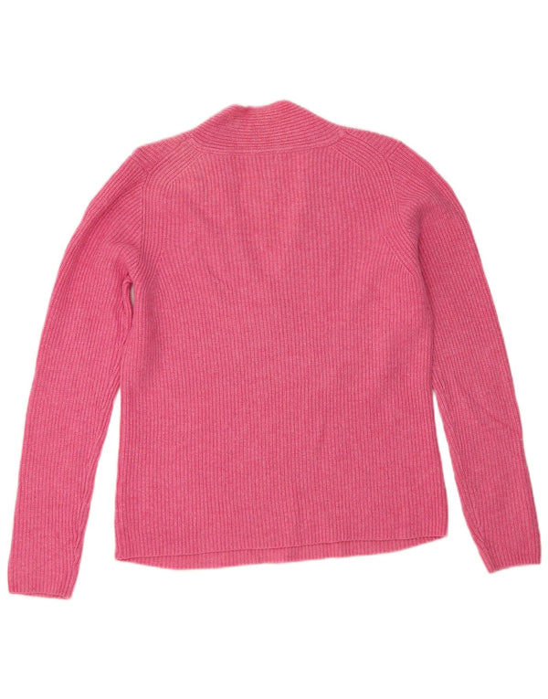 John Lewis Womens V-Neck Jumper Sweater UK 12 Medium Pink Nylon