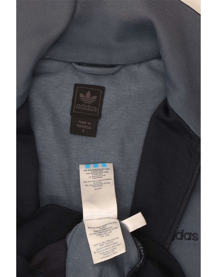 Adidas Męska bluza dresowa, mała, granatowa, z blokami kolorów, bawełniana