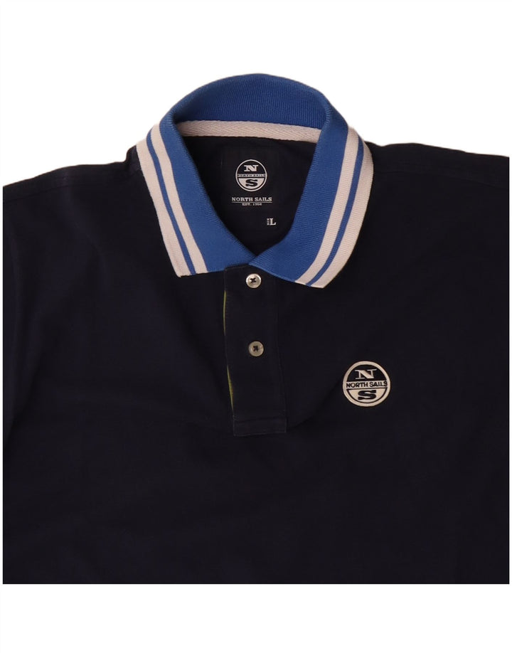 NORTH SAILS Mens Polo Shirt Large Navy Blue Cotton