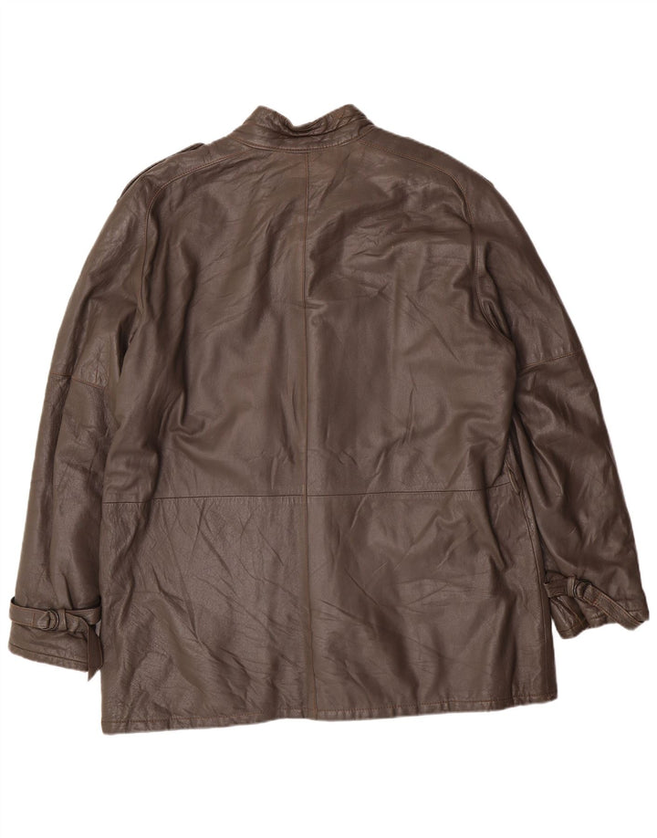 Vintage męska skórzana kurtka wojskowa IT 56 3XL szara skóra