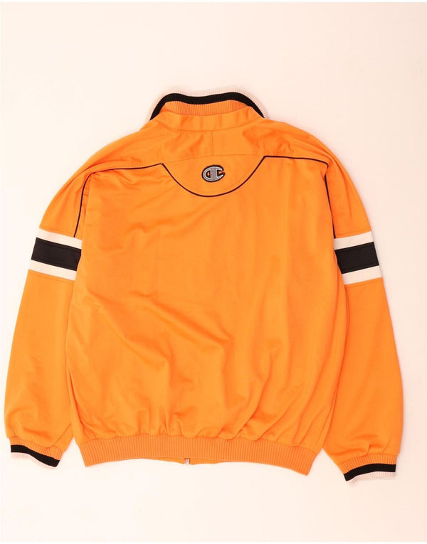 Champion Mens Tracksuit Top Jacket Large Orange Colourblock Polyester