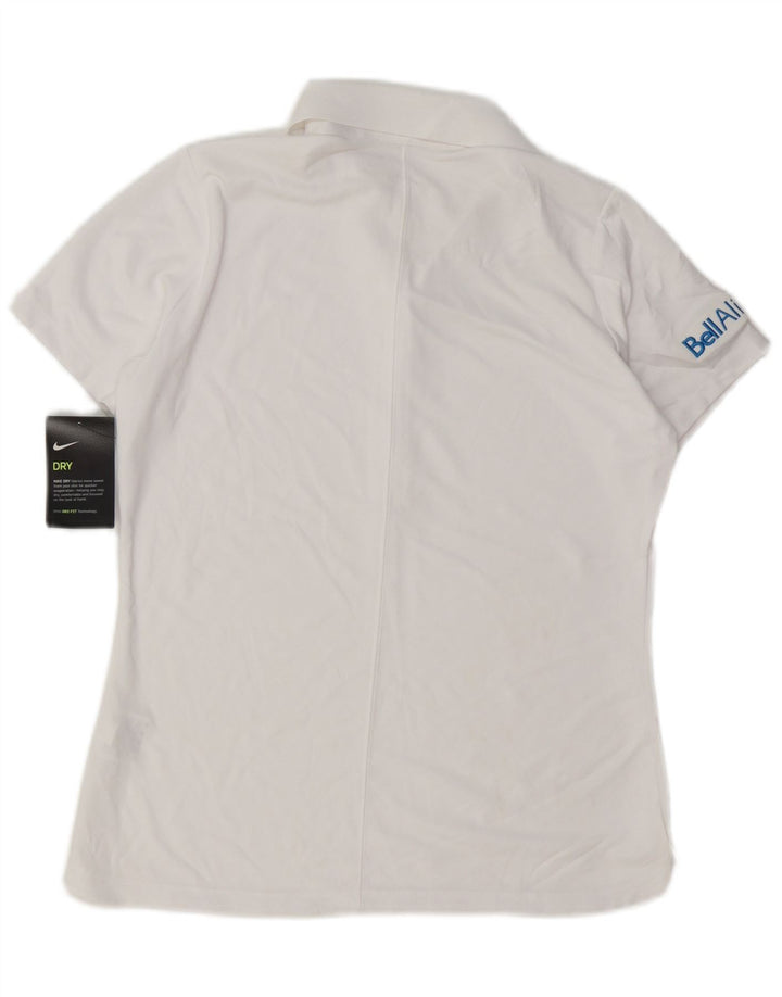 Damska koszulka polo Nike Dri Fit UK 12, średni biały poliester
