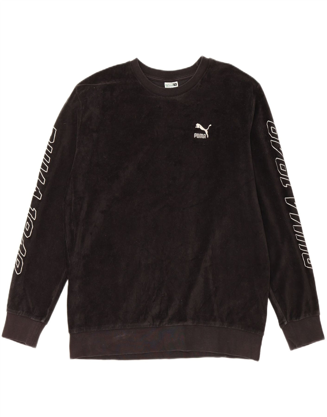 PUMA Mens Velvet Graphic Sweatshirt Jumper Small Black Cotton