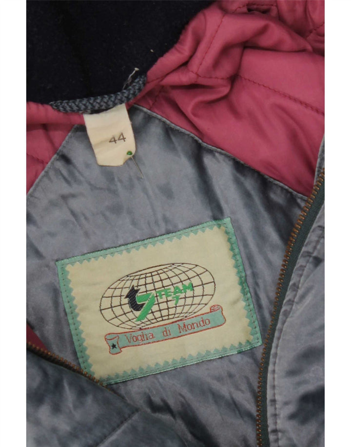 Vintage damska kurtka wiatrówka z kapturem, oversize IT 44, średni niebieski