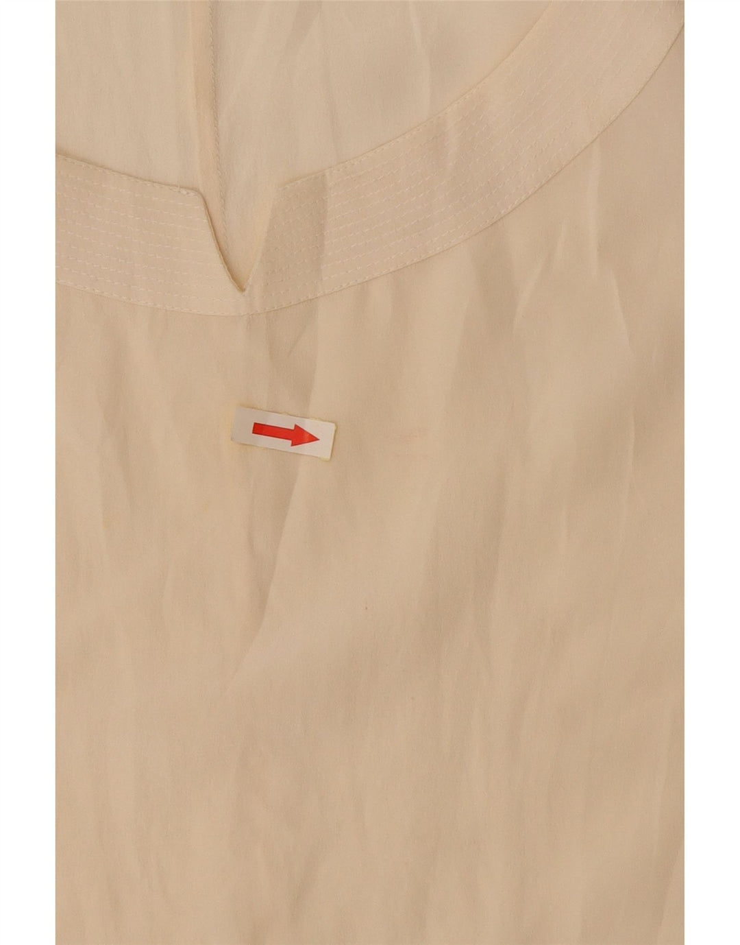 Vintage damska krótka bluzka bez rękawów Top UK 14, duży, złamany biały jedwab