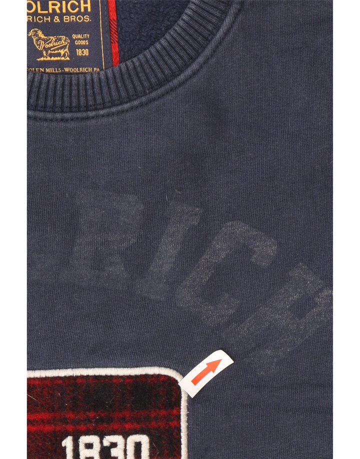 Męska bluza z grafiką Woolrich, duża, granatowa, bawełniana