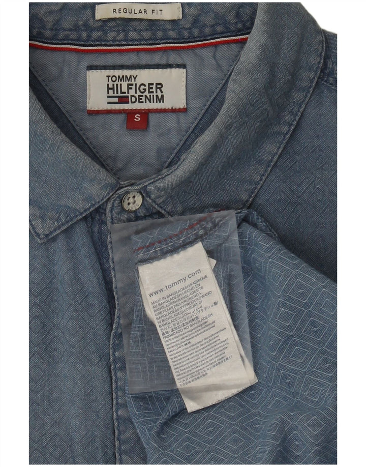 Męska koszula o regularnym kroju Tommy Hilfiger, mała, niebieska, geometryczna bawełna