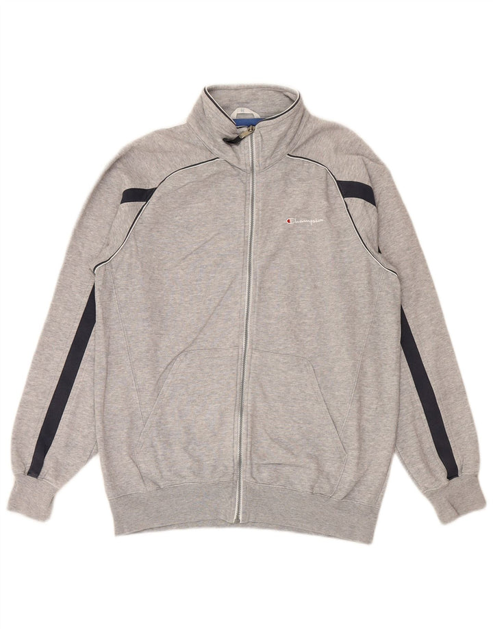 CHAMPION Mens Tracksuit Top Jacket Medium Grey Colourblock Cotton