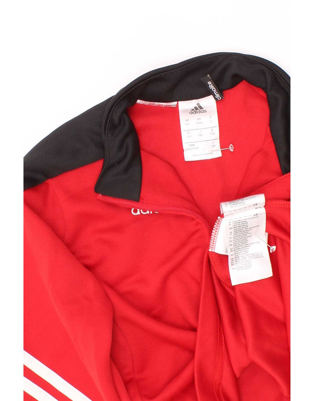 Chłopięcy dres Adidas z zamkiem błyskawicznym na szyi, 5-6 lat XS, czerwony, blok kolorów