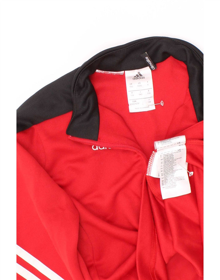 Chłopięcy dres Adidas z zamkiem błyskawicznym na szyi, 5-6 lat XS, czerwony, blok kolorów