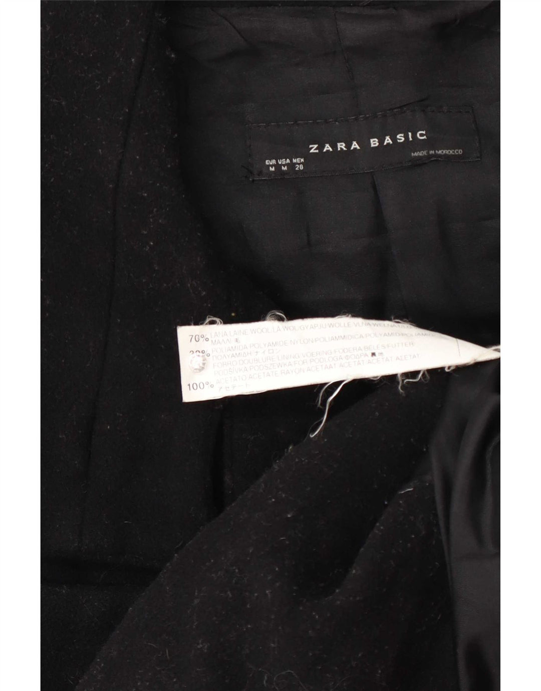 Płaszcz damski Zara Pea Coat UK 12, średnia czarna wełna