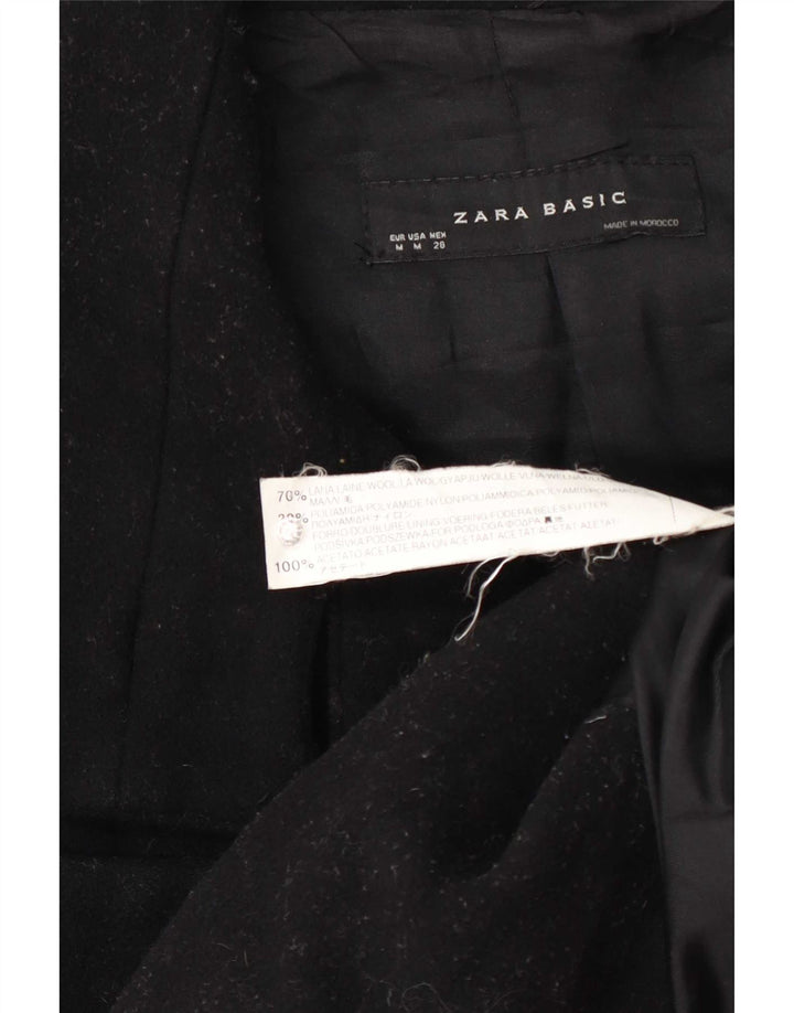Płaszcz damski Zara Pea Coat UK 12, średnia czarna wełna