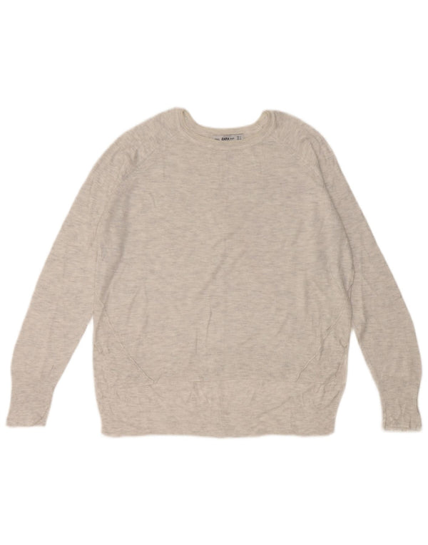 Zara Womens Boat Neck Jumper Sweater UK 14 Medium Grey