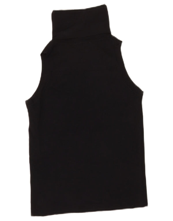 Zara Womens Crop Vest Top UK 12 Medium Black Viscose
