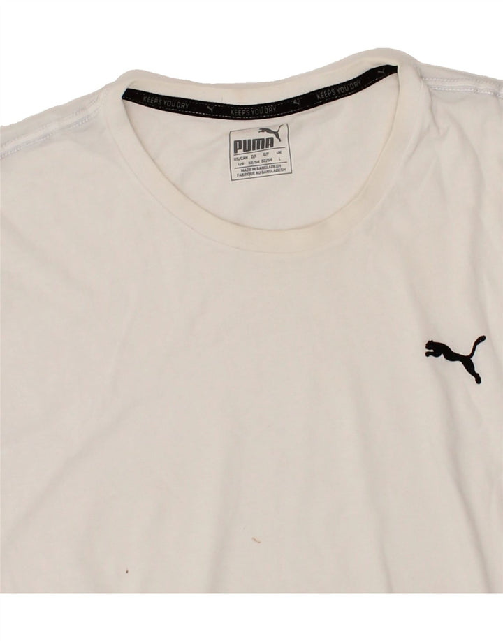 PUMA Mens T-Shirt Large White Vintage Puma and Second-Hand Puma from Messina Hembry 