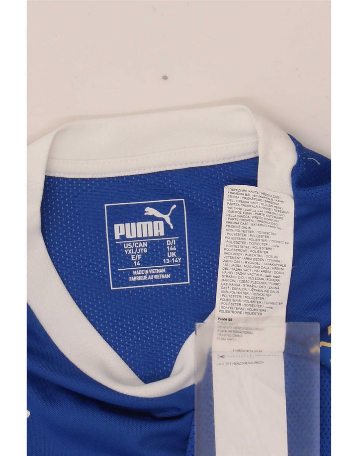 Chłopięca koszulka z grafiką Puma Italia, 13-14 lat, niebieska, poliester
