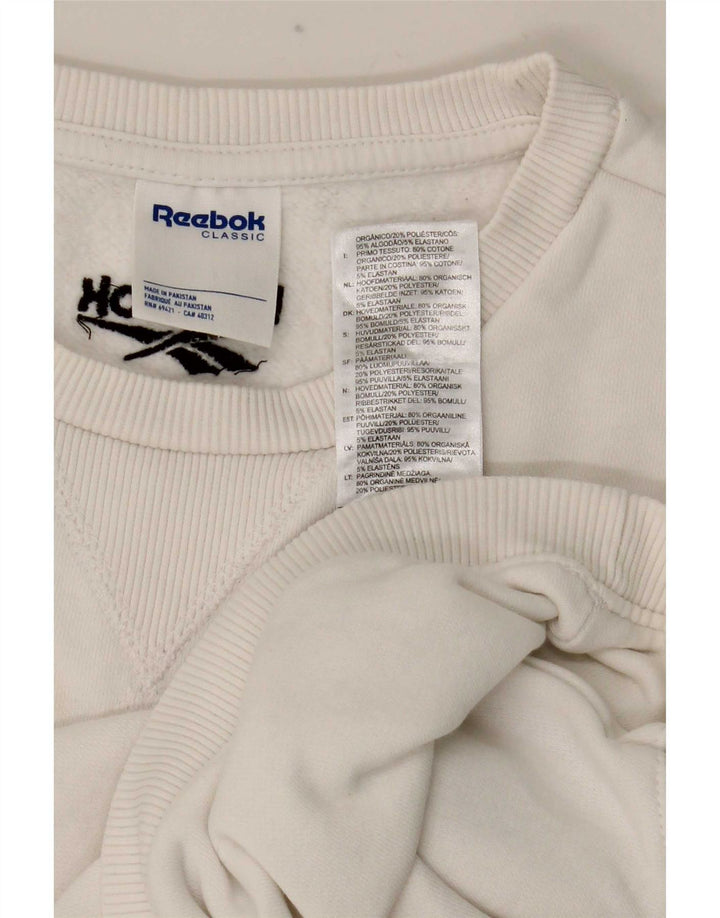 Damska bluza Reebok Graphic Crop Jumper UK 8/10, mała, biała, poliester