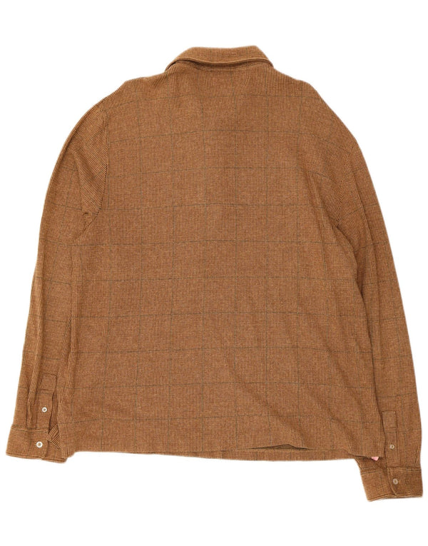 POLO RALPH LAUREN Męska koszula flanelowa z pulowerem XL, brązowa, bawełniana w kratę