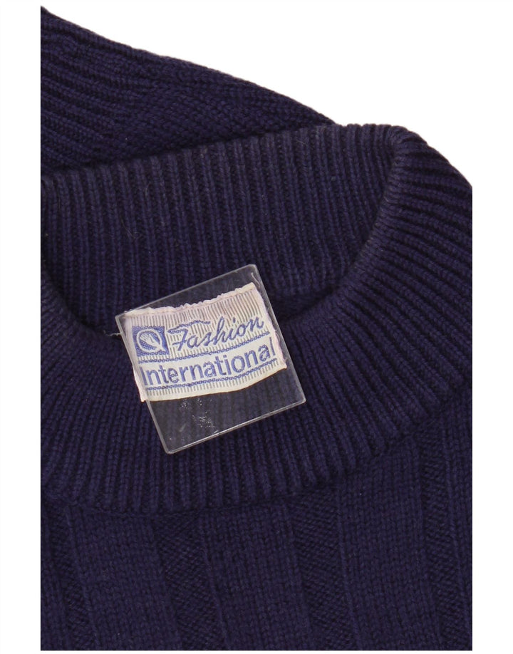 Vintage męski sweter z okrągłym dekoltem EU 52, duża fioletowa wełna