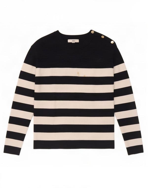 Marks & Spencer Damski sweter z dekoltem w łódkę, UK 10, mały, granatowy