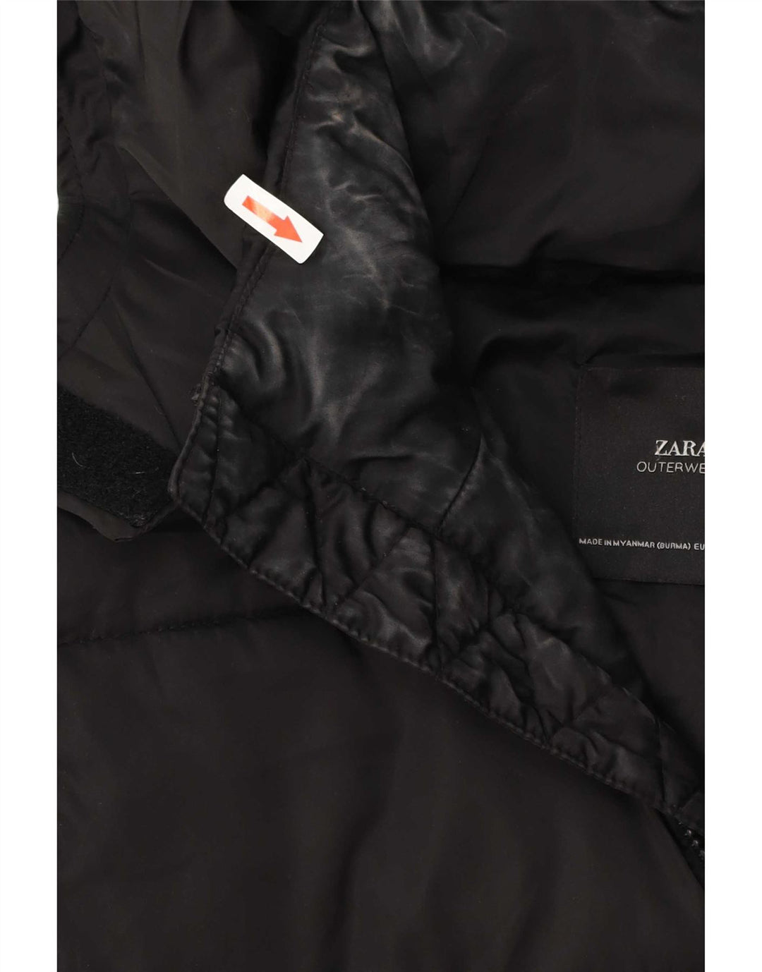 Damska, oversize'owa, wyściełana kurtka Anorak z kapturem Zara UK 10, mała czarna