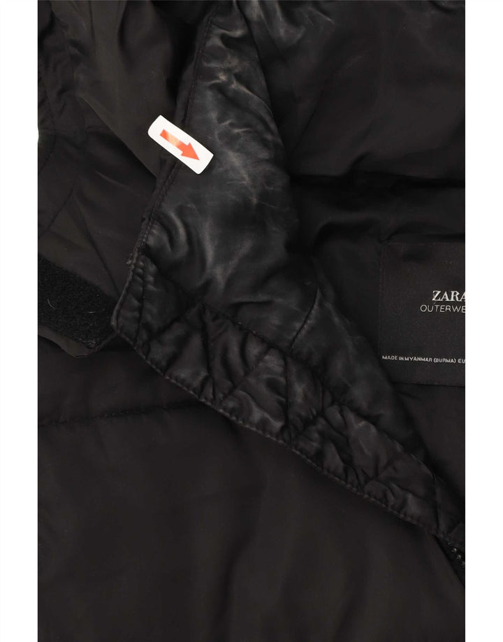 Damska, oversize'owa, wyściełana kurtka Anorak z kapturem Zara UK 10, mała czarna
