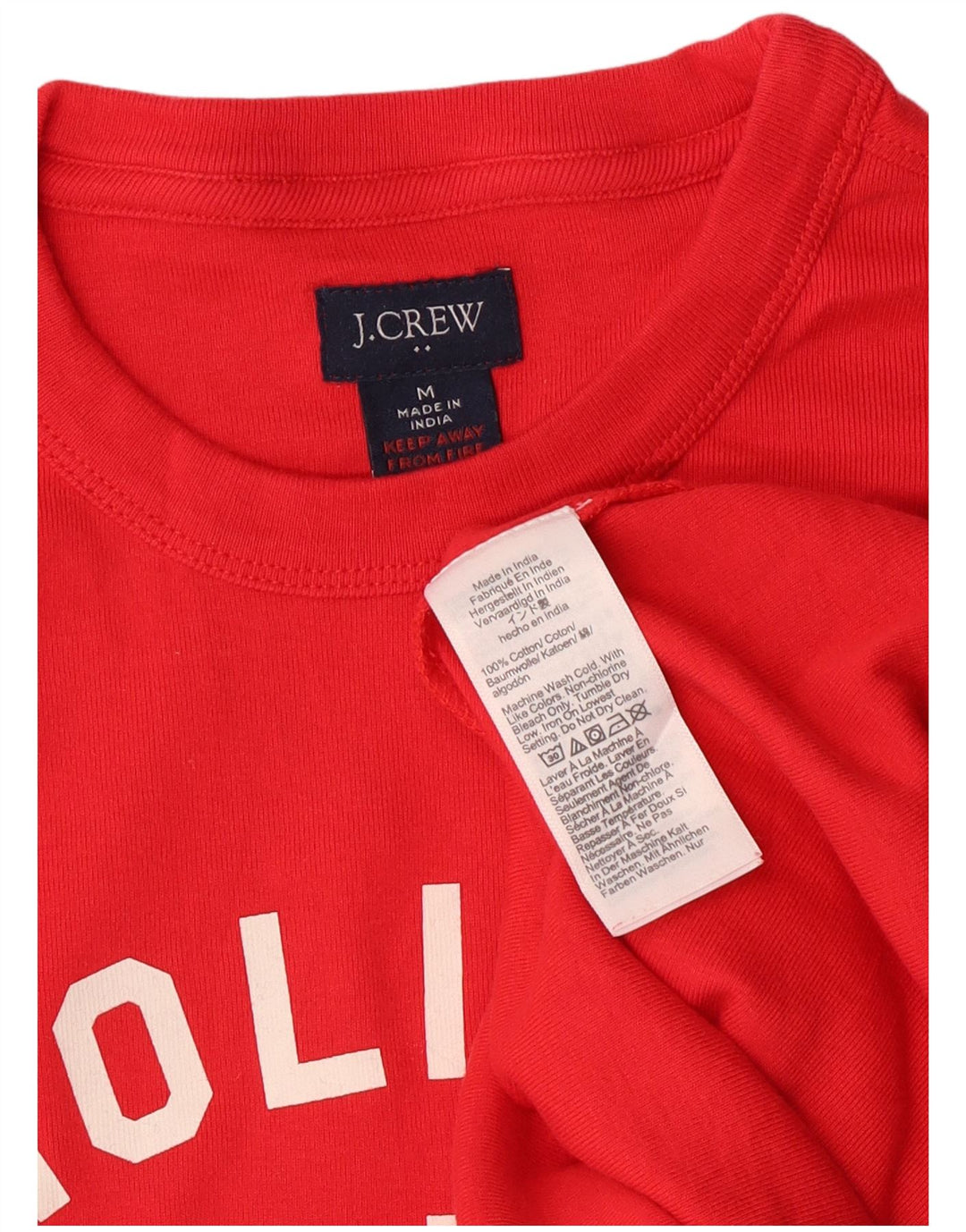 Męski top graficzny J. Crew z długim rękawem, średnio czerwony, bawełniany