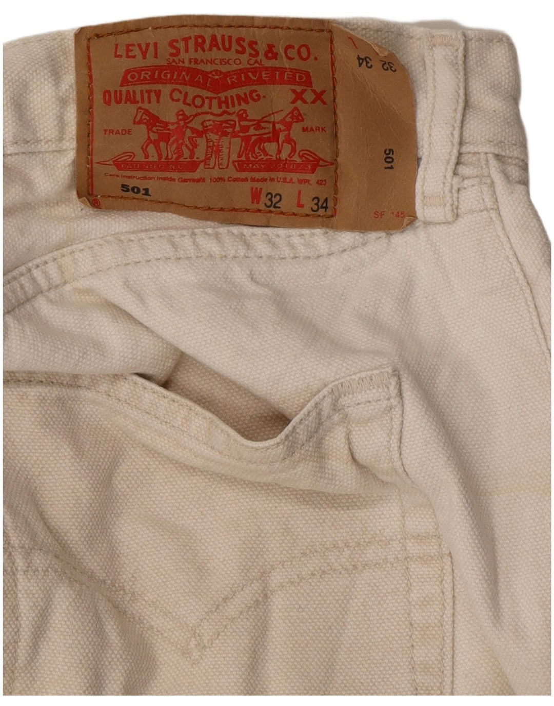 Męskie spodnie na co dzień LEVI'S 501 Straight W32 L30 Białe