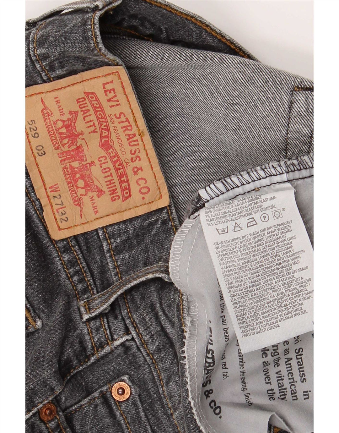 Damskie jeansy Levi's 529 Curvy Bootcut W27 L32 Szara bawełna