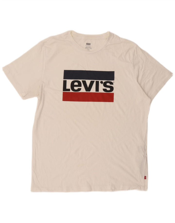 Męski T-shirt z grafiką LEVI'S, duży, biały, bawełniany