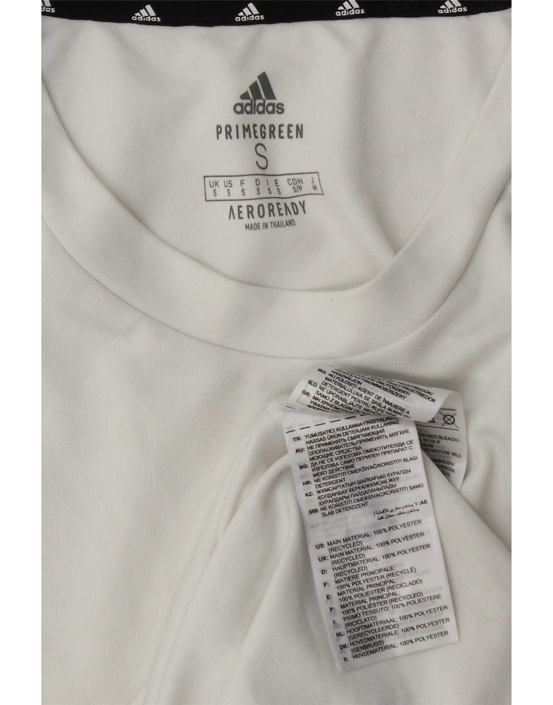 Męska koszulka Adidas Aeroready Top, mała, biała, z blokami kolorów, poliestrowa