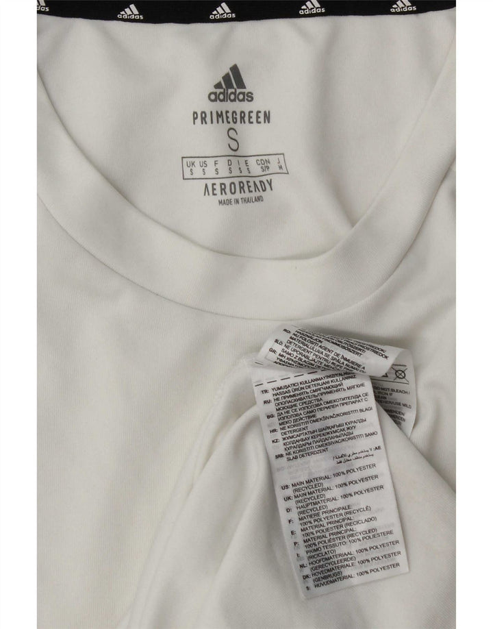 Męska koszulka Adidas Aeroready Top, mała, biała, z blokami kolorów, poliestrowa