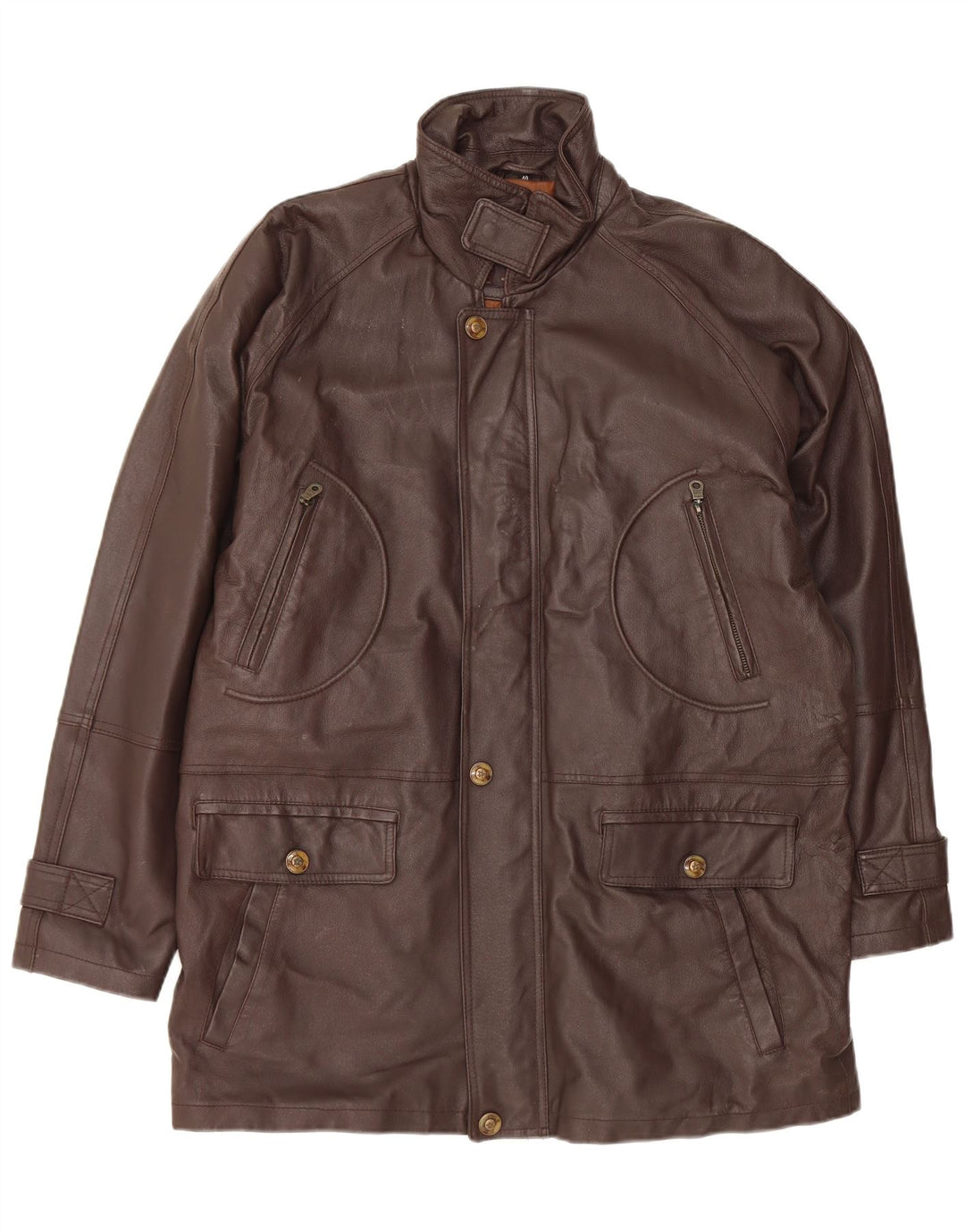 Vintage męska kurtka skórzana UK 40 duża brązowa skóra