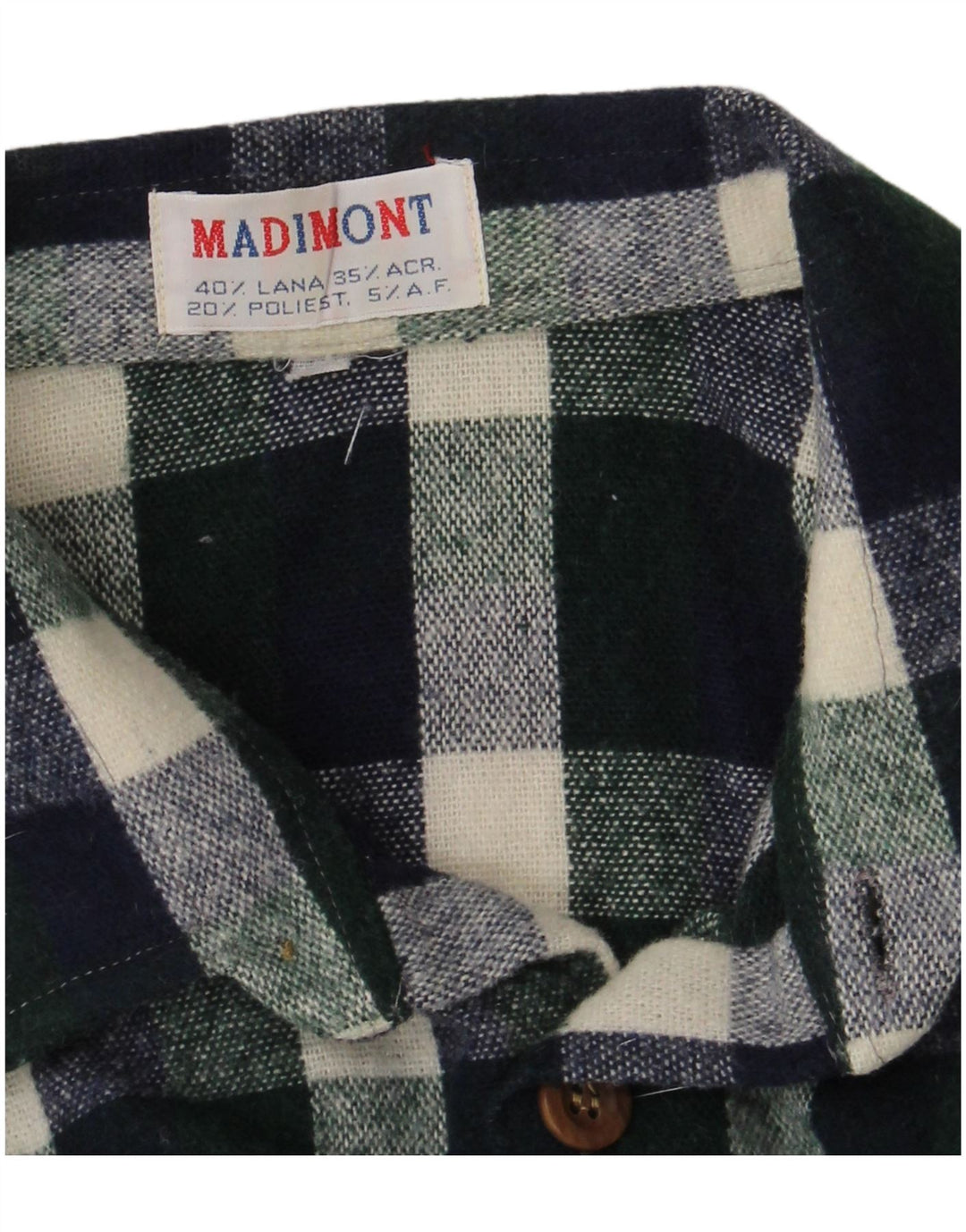 Vintage męska koszula flanelowa, duża, zielona wełna