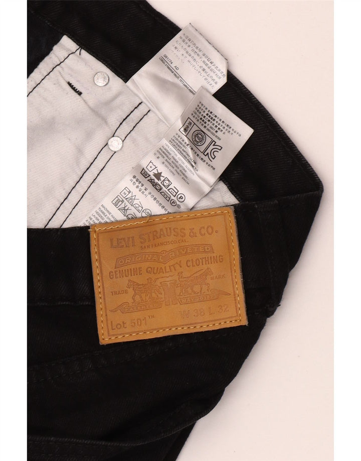Męskie dżinsy Levi's 501 Straight W38 L28 Czarna bawełna