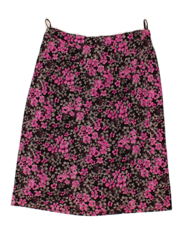 VINTAGE Womens Midi Skirt W28 Medium Pink Floral Vintage Vintage and Second-Hand Vintage from Messina Hembry 